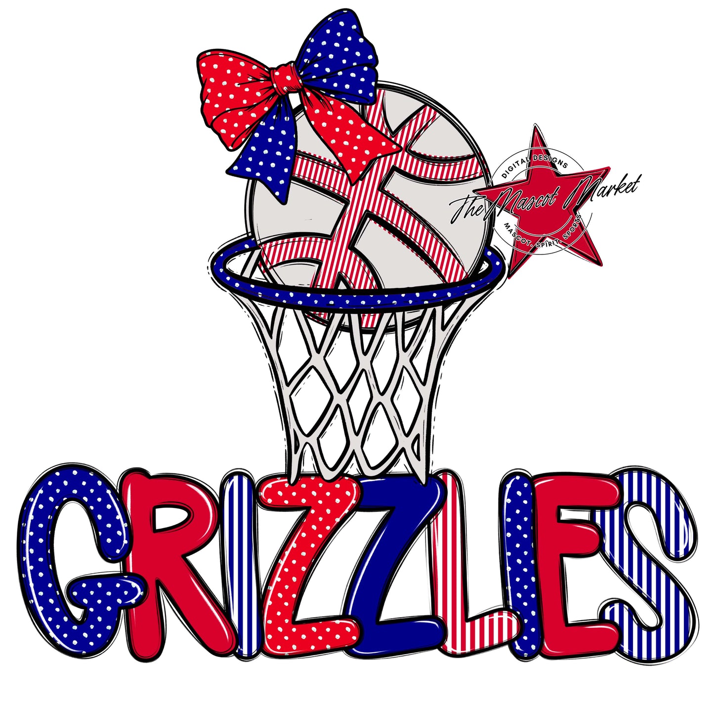 Grizzlies Basketball Spirit Design-Blue & Red