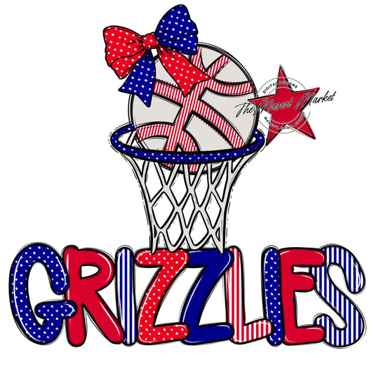 Grizzlies Basketball Spirit Design-Blue & Red