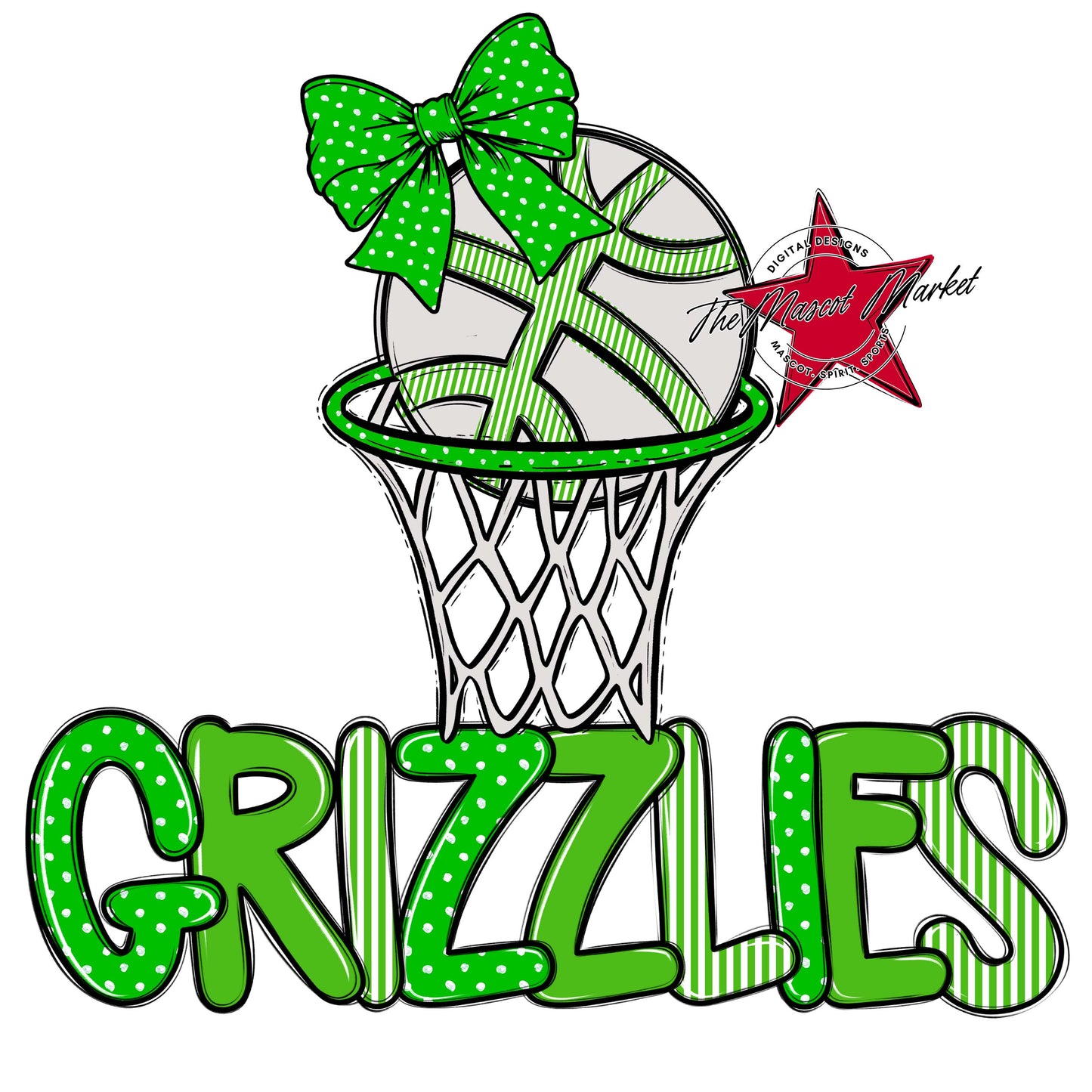Grizzlies Basketball Spirit Design-Bright Green