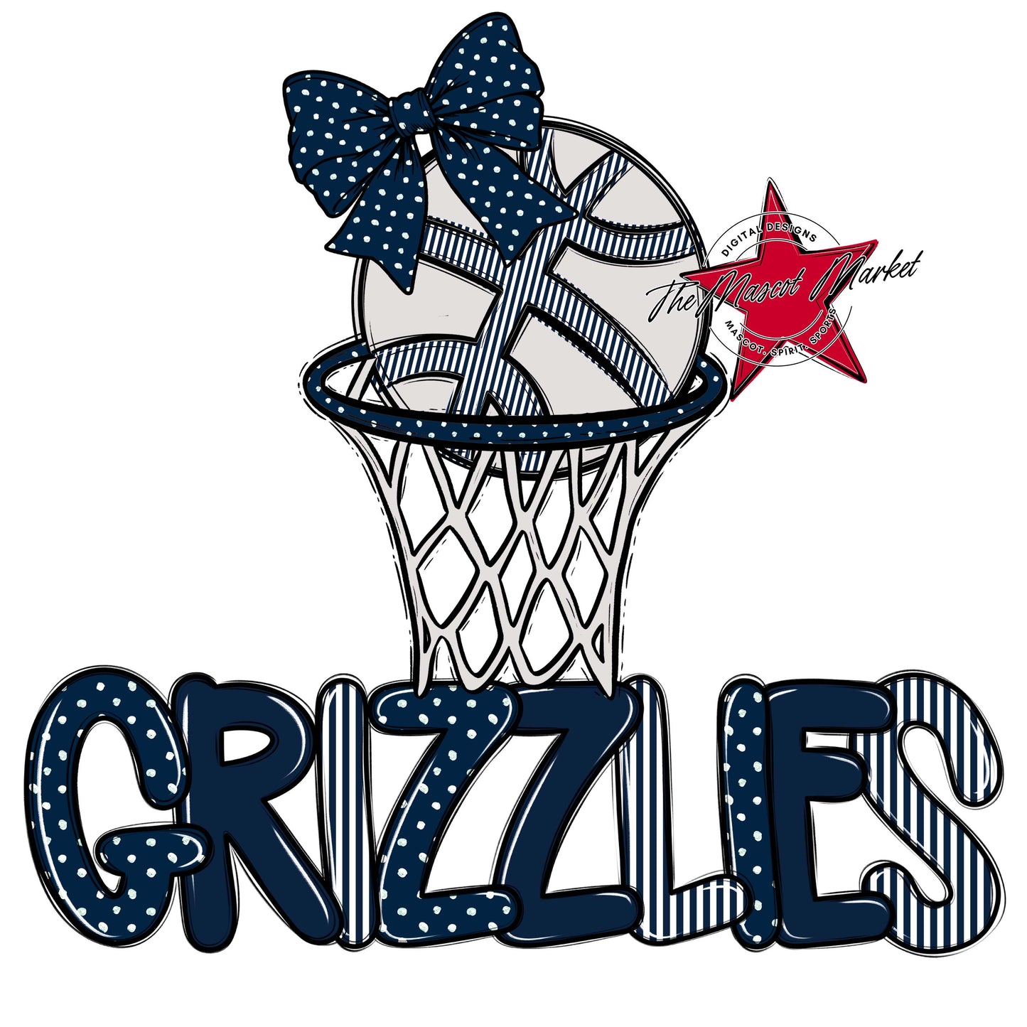 Grizzlies Basketball Spirit Design-Navy