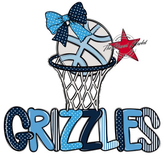 Grizzlies Basketball Spirit Design-Navy & Carolina Blue