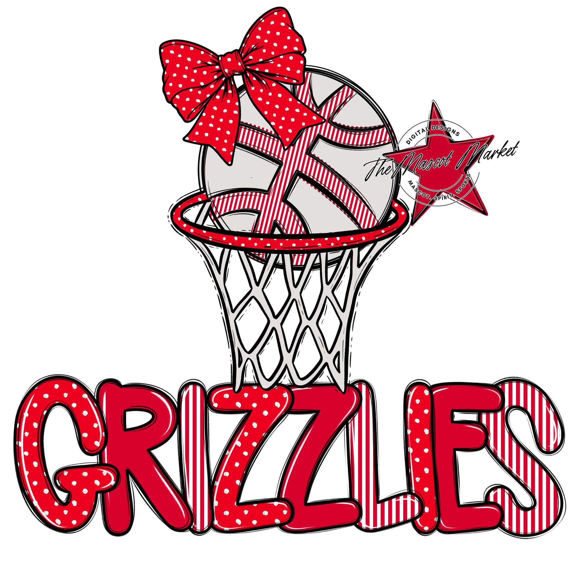 Grizzlies Basketball Spirit Design-Red