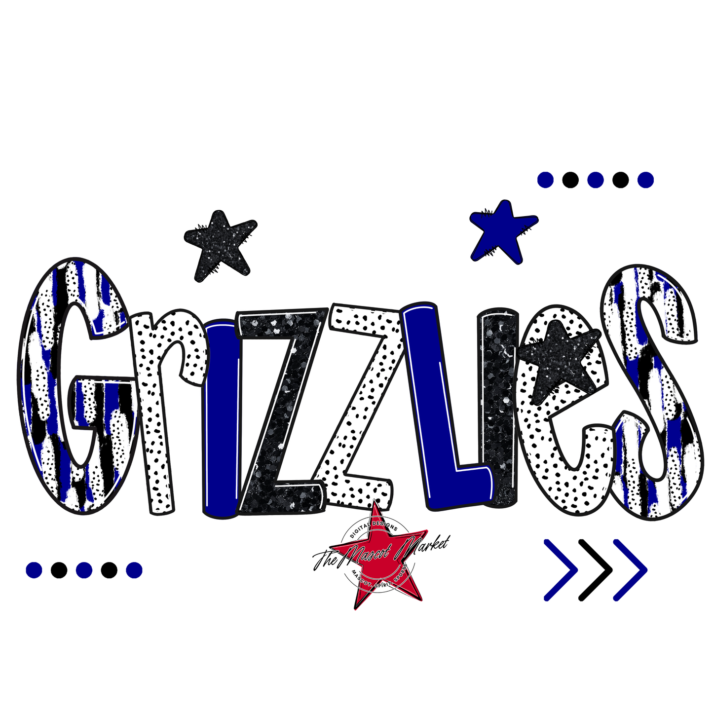 Grizzlies Brushstroke Alpha w Arrows-Blue