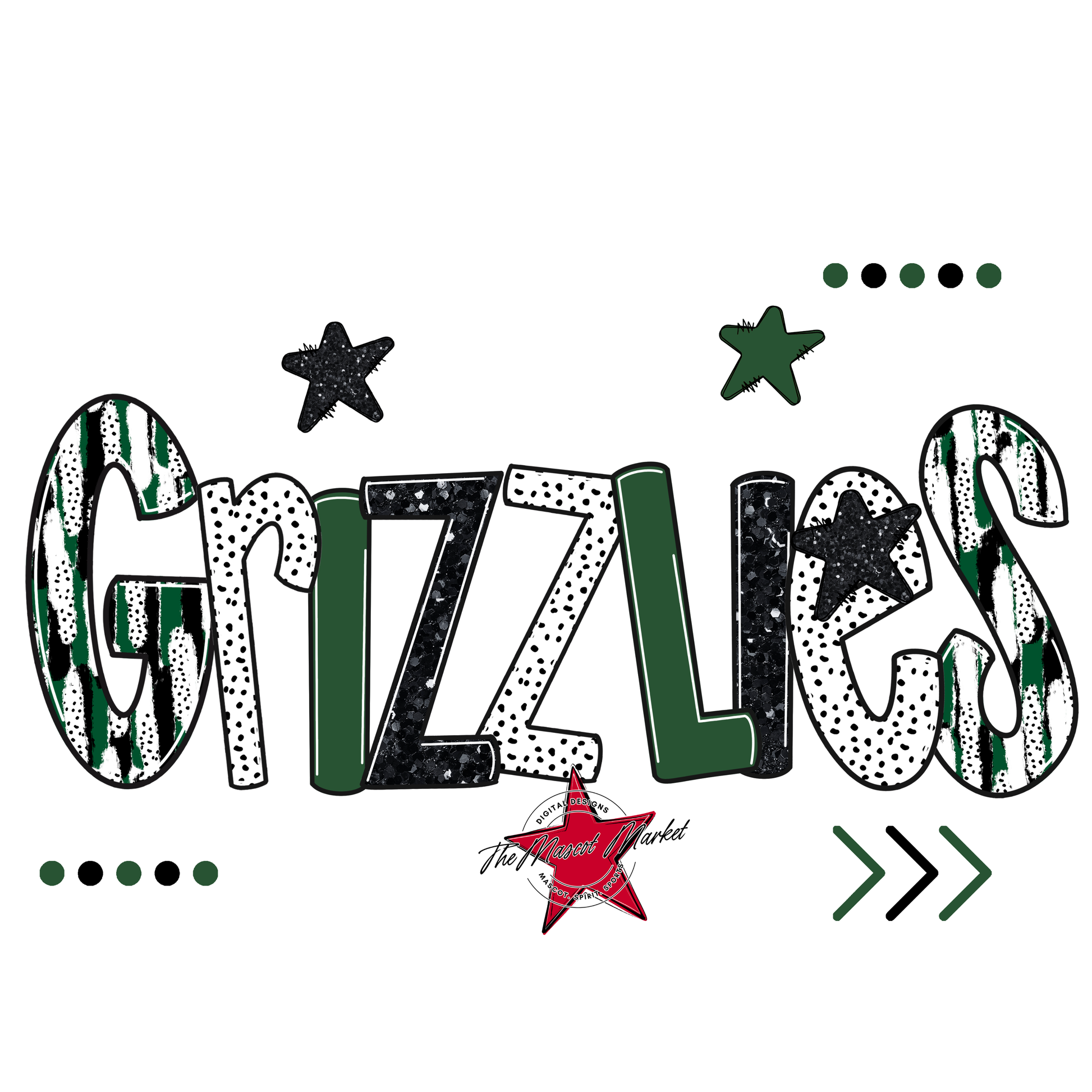 Grizzlies Brushstroke Alpha w Arrows-Green