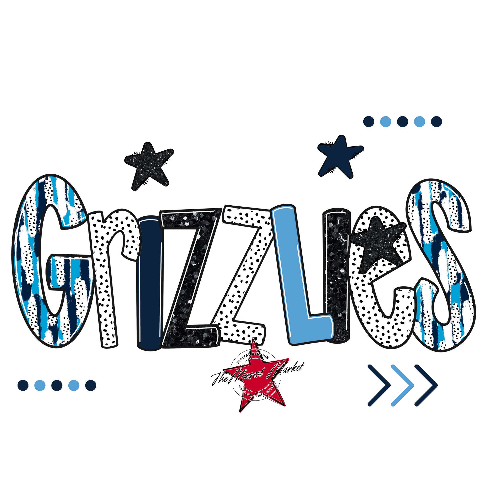 Grizzlies Brushstroke Alpha w Arrows-Navy-Carolina Blue