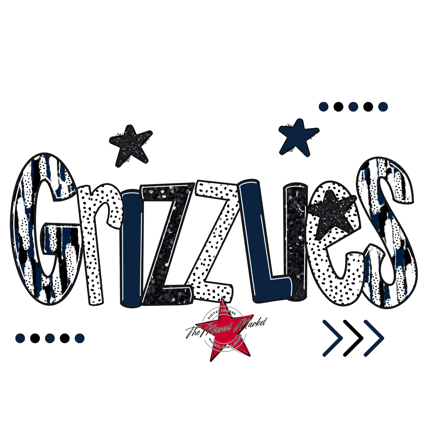 Grizzlies Brushstroke Alpha w Arrows-Navy