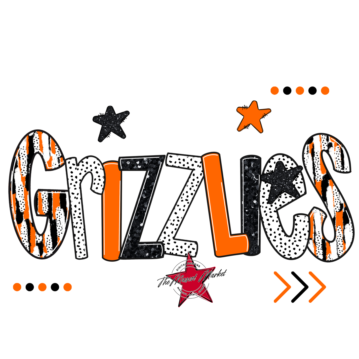 Grizzlies Brushstroke Alpha w Arrows-Orange