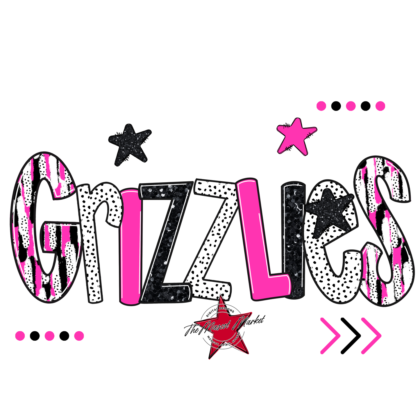 Grizzlies Brushstroke Alpha w Arrows-Pink