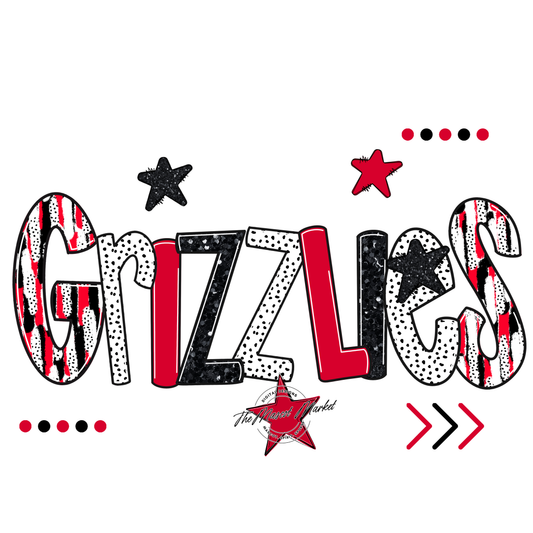 Grizzlies Brushstroke Alpha w Arrows-Red