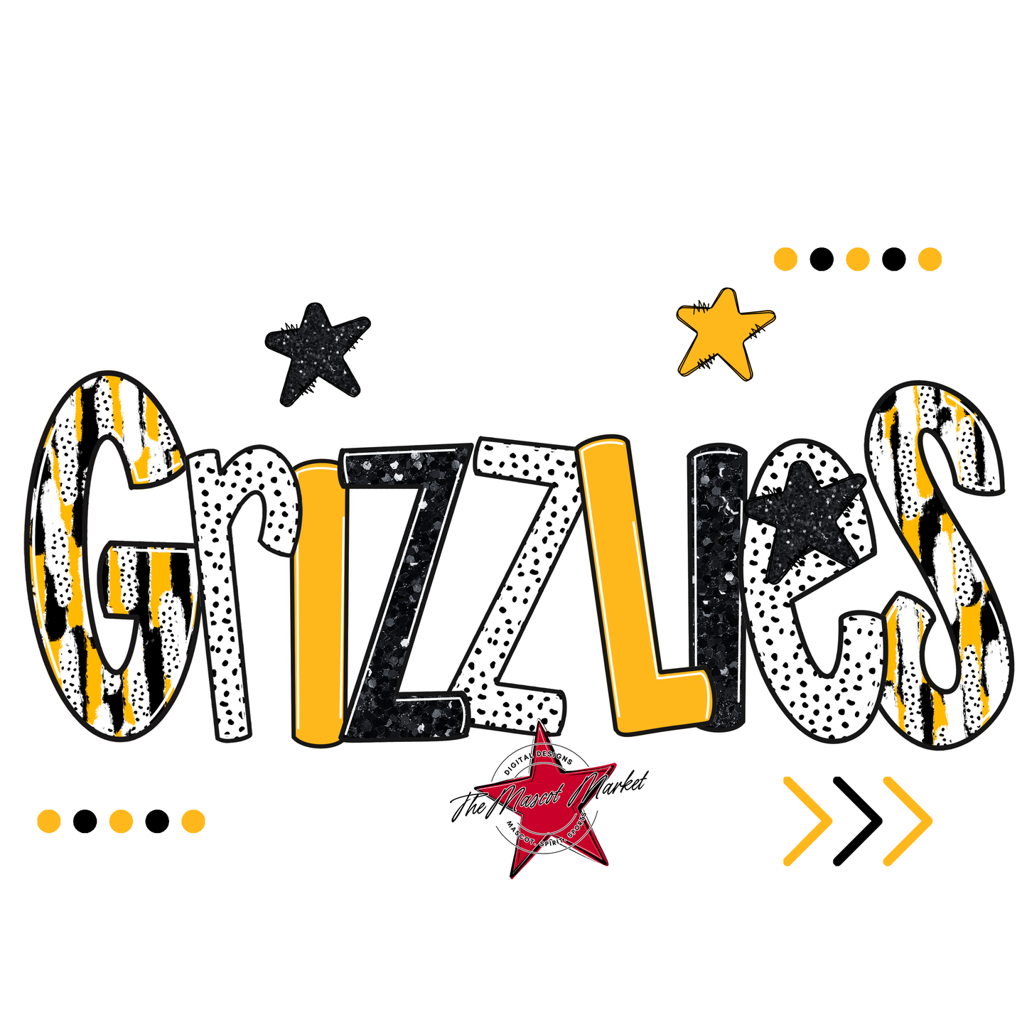 Grizzlies Brushstroke Alpha w Arrows-Yellow