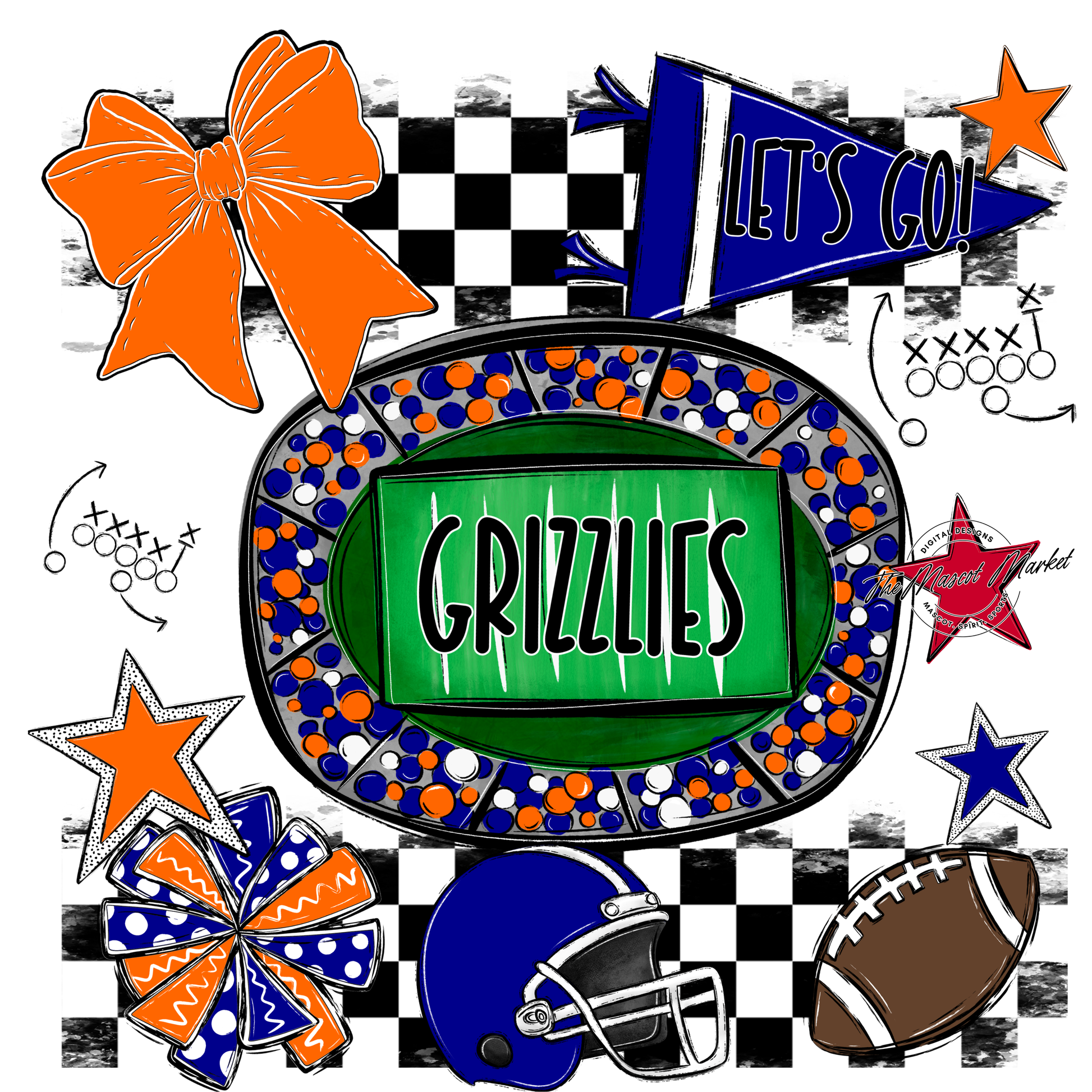 Grizzlies Checkers Spirit Design-Blue-Orange