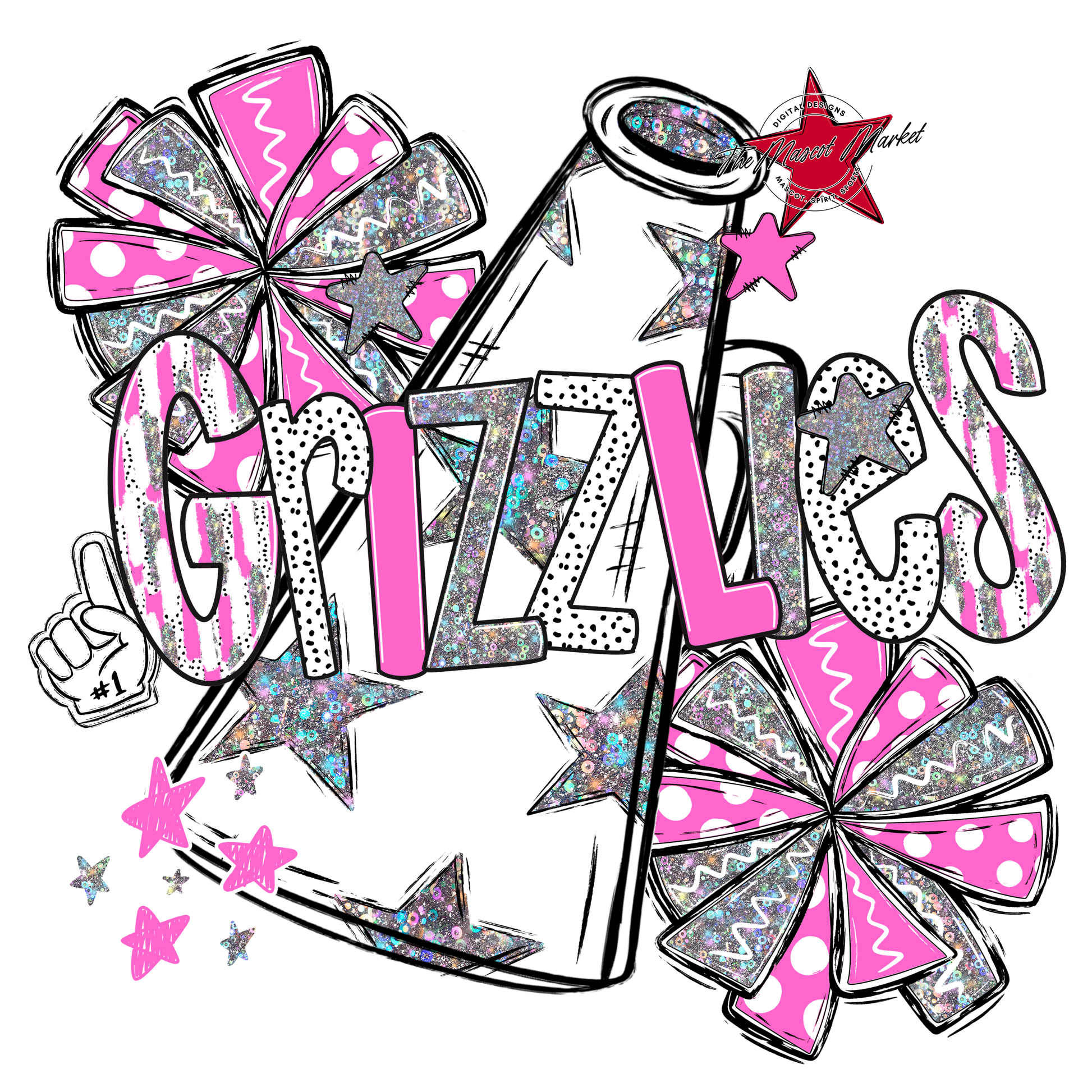Grizzlies Cheer Megaphone Scrape-Baby Pink