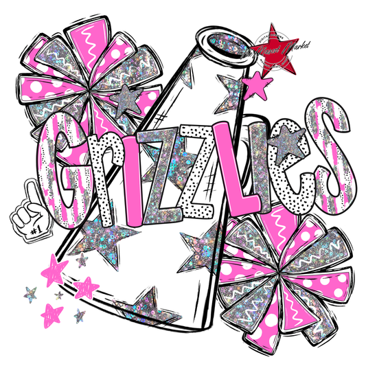 Grizzlies Cheer Megaphone Scrape-Baby Pink