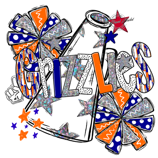 Grizzlies Cheer Megaphone Scrape-Blue-Orange