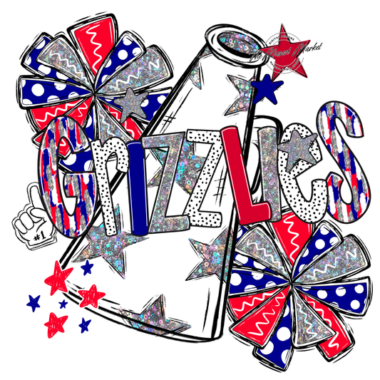 Grizzlies Cheer Megaphone Scrape-Blue-Red