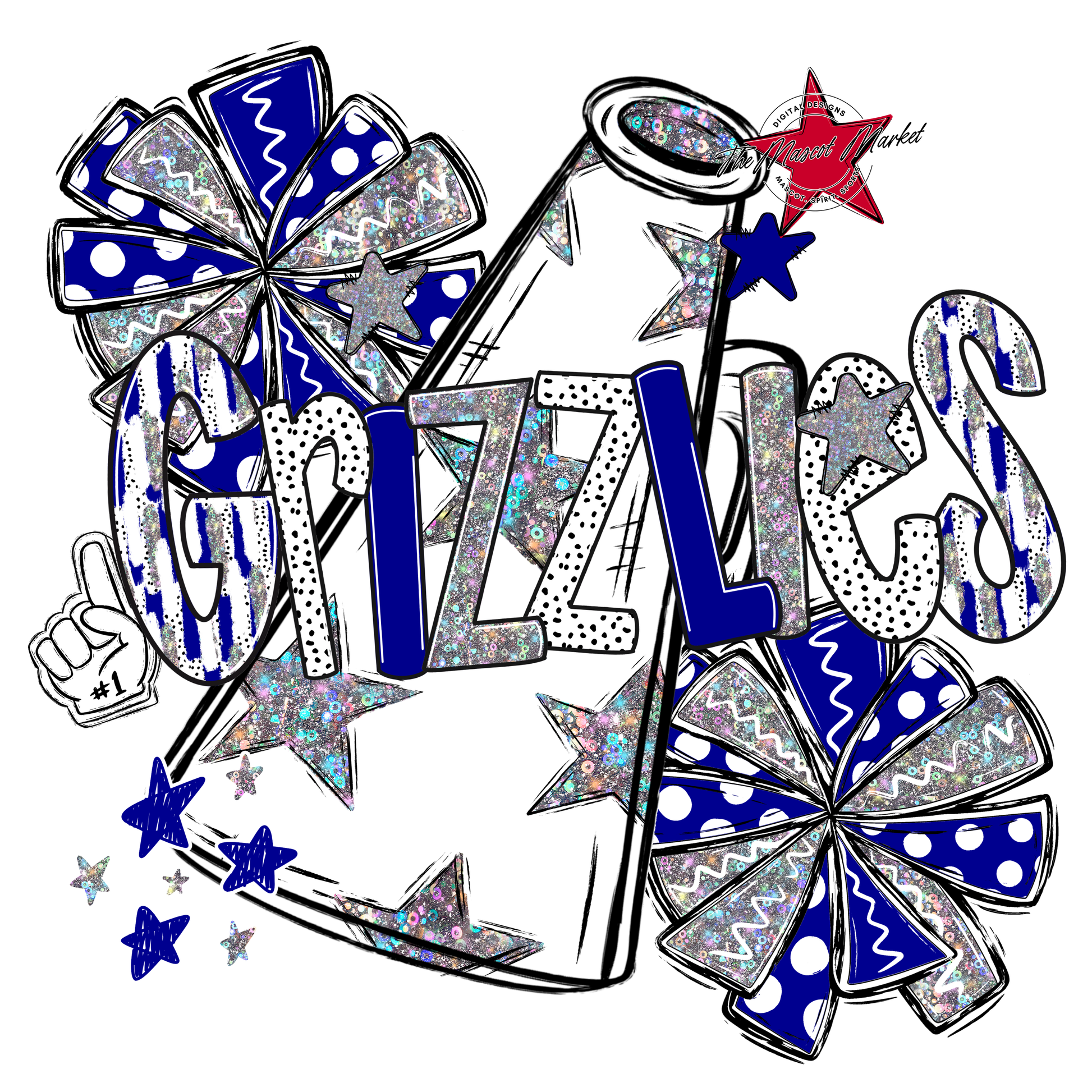 Grizzlies Cheer Megaphone Scrape-Blue
