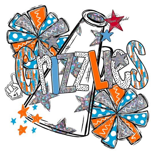 Grizzlies Cheer Megaphone Scrape-Carolina Blue-Orange