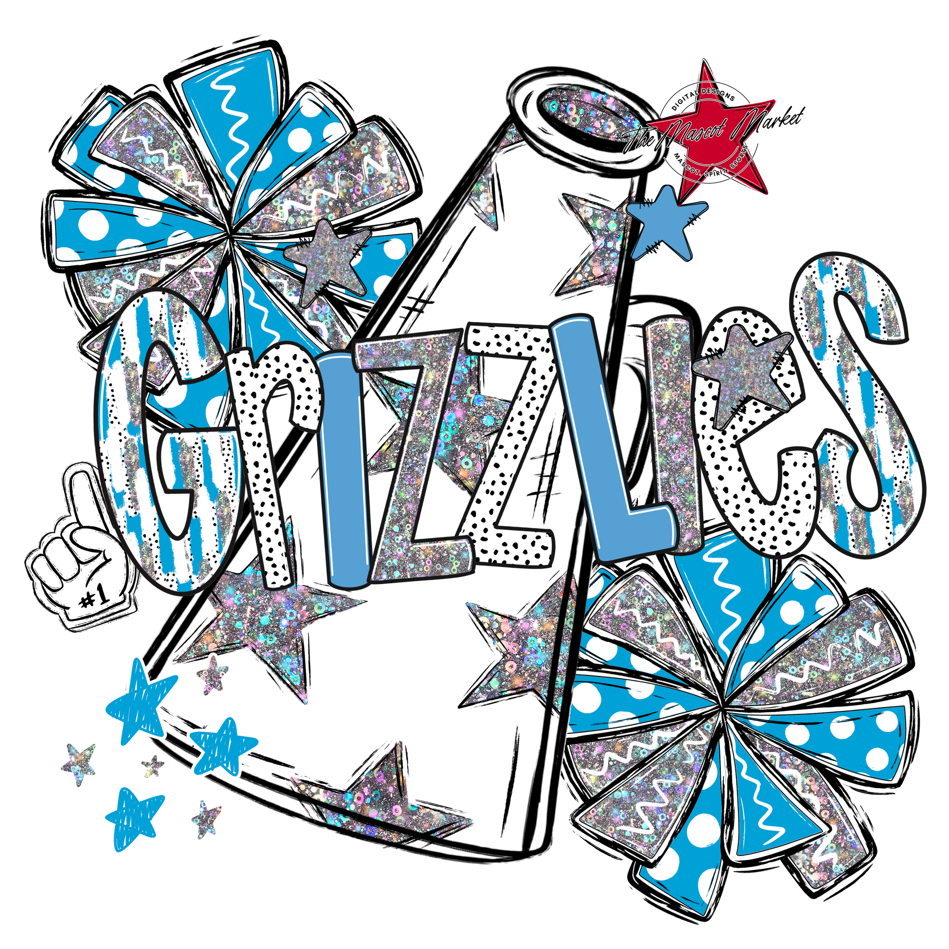 Grizzlies Cheer Megaphone Scrape-Carolina Blue