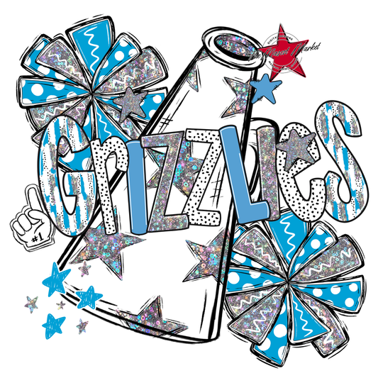 Grizzlies Cheer Megaphone Scrape-Carolina Blue