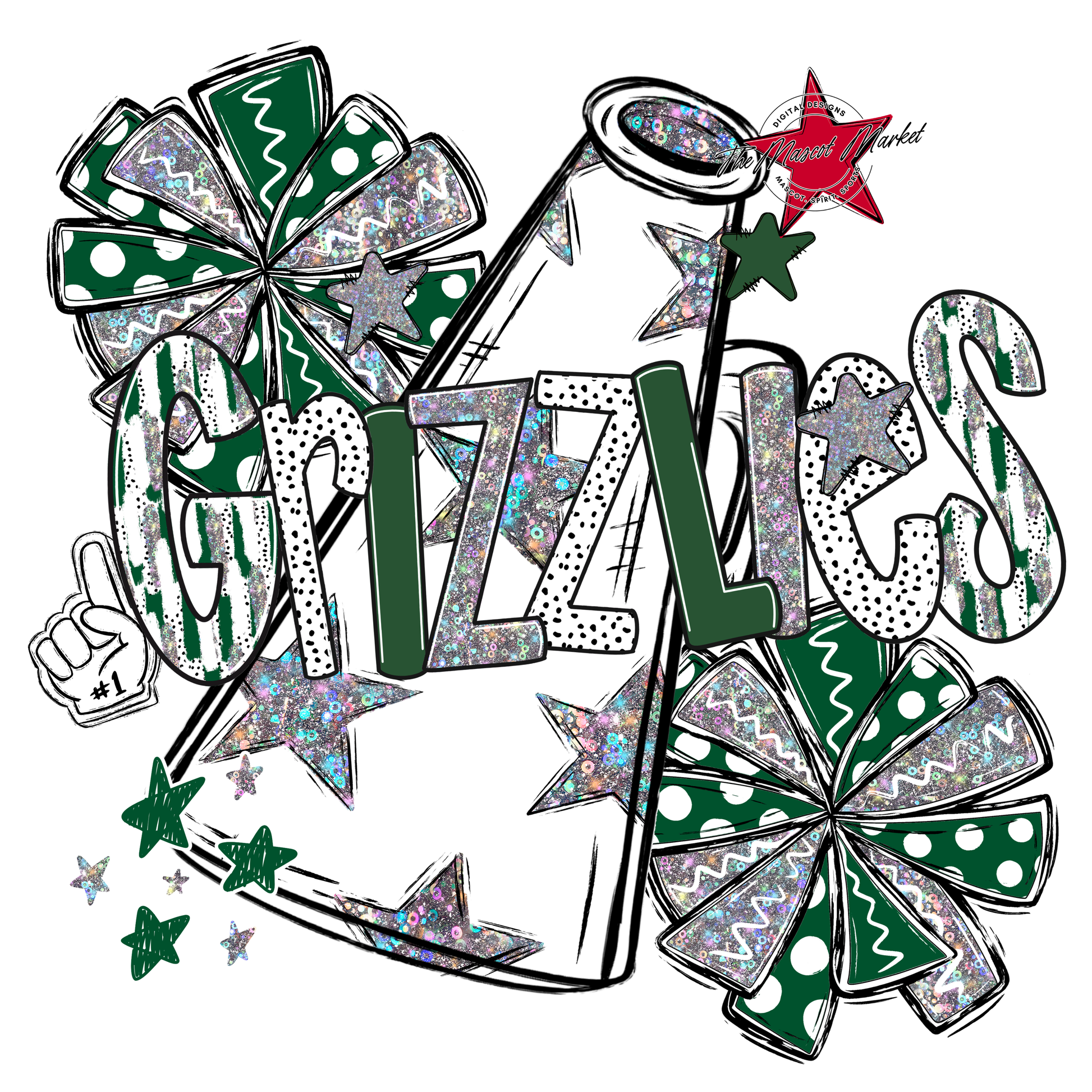 Grizzlies Cheer Megaphone Scrape-Green