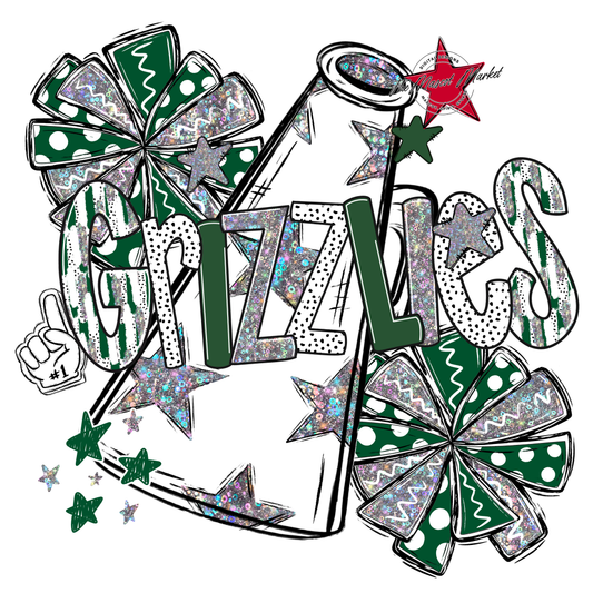 Grizzlies Cheer Megaphone Scrape-Green
