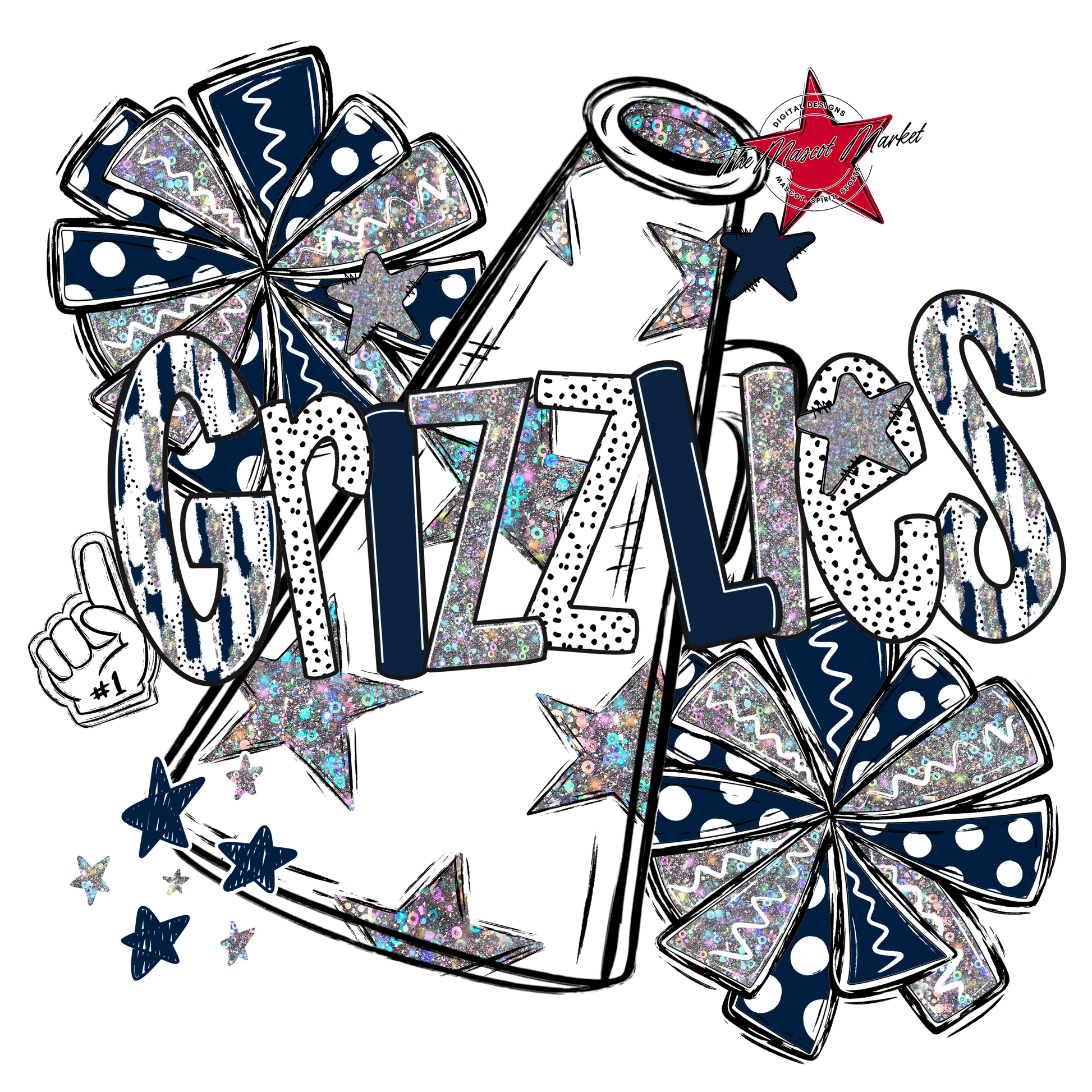 Grizzlies Cheer Megaphone Scrape-Navy