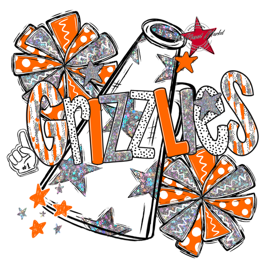 Grizzlies Cheer Megaphone Scrape-Orange