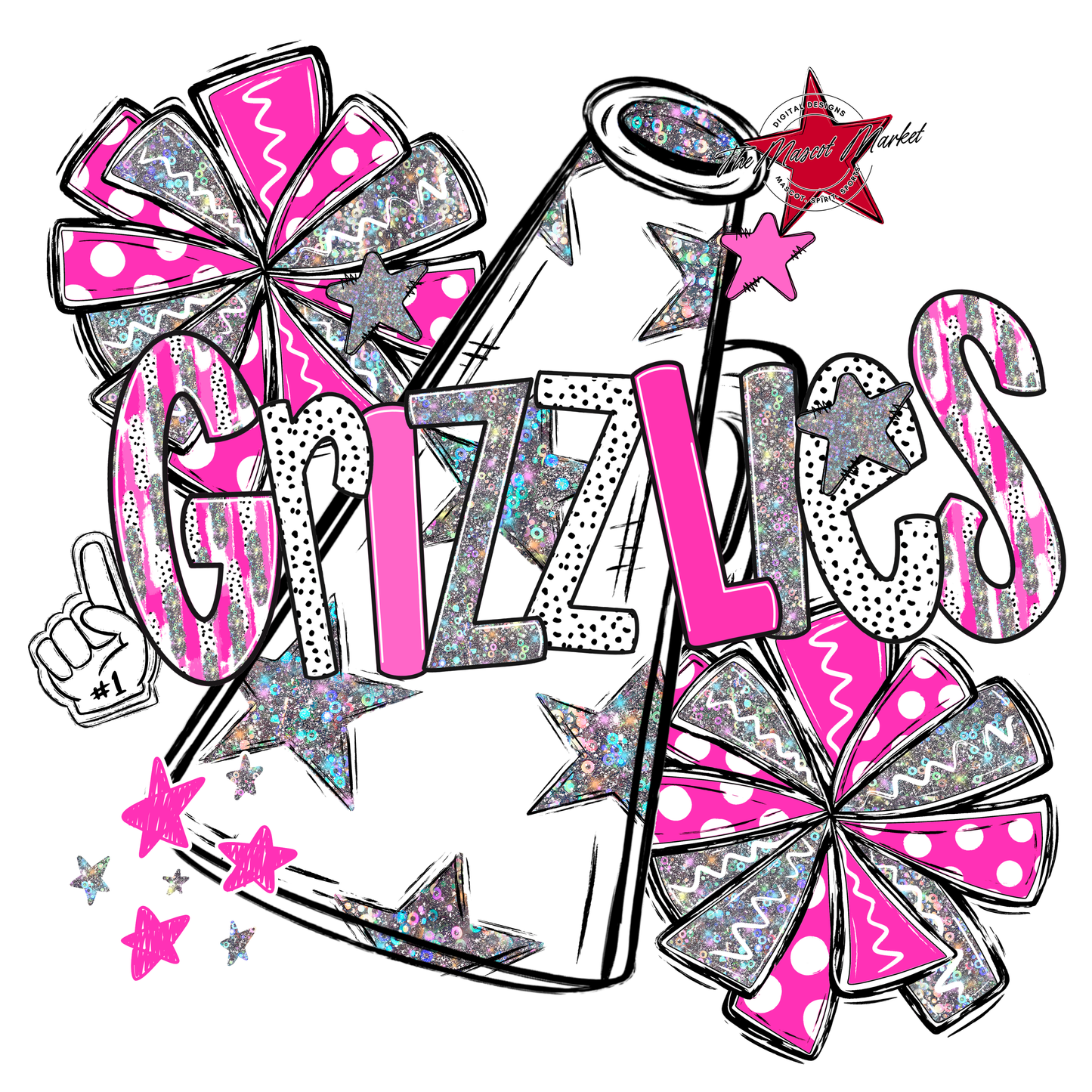 Grizzlies Cheer Megaphone Scrape-Pink