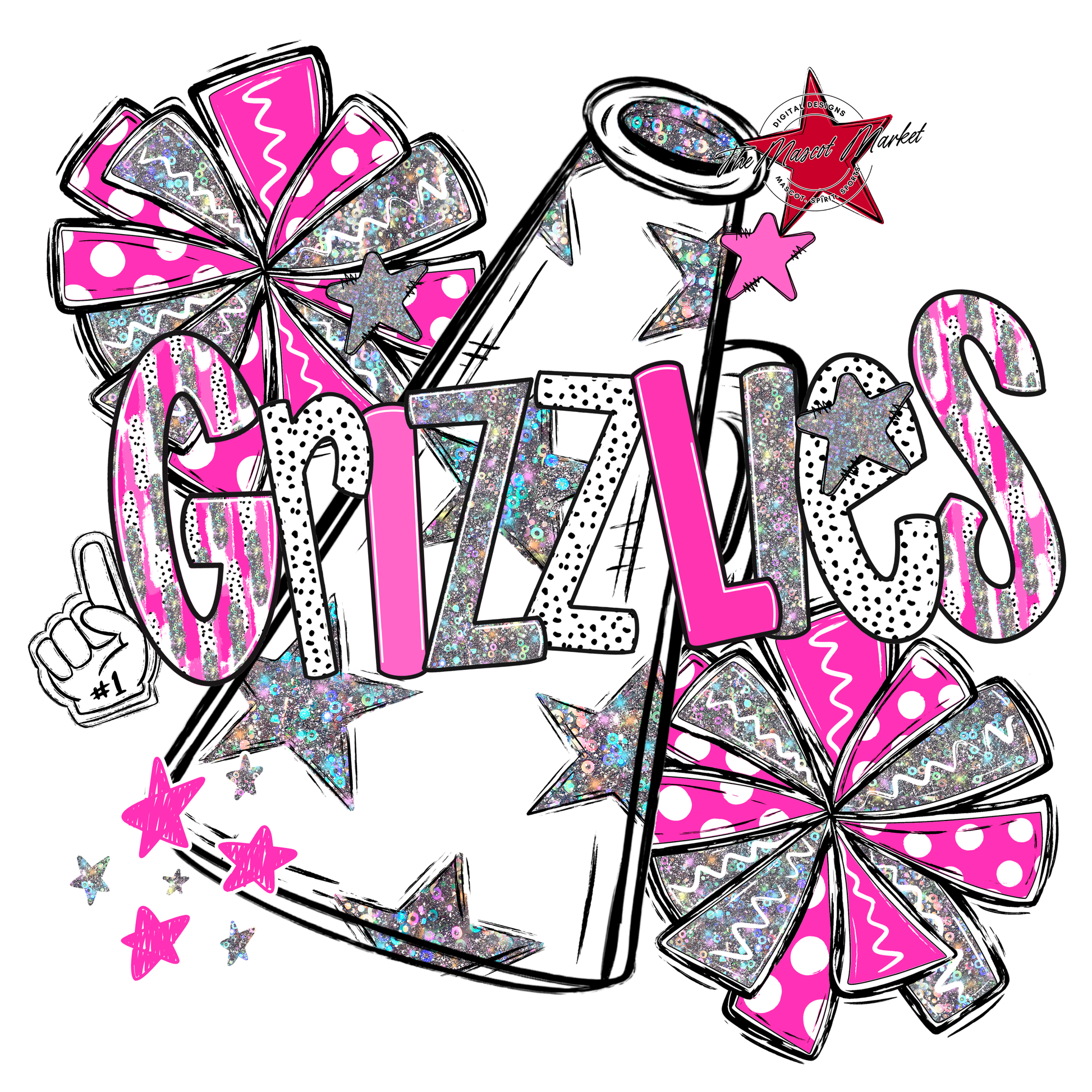 Grizzlies Cheer Megaphone Scrape-Pink