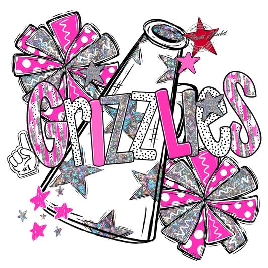 Grizzlies Cheer Megaphone Scrape-Pink