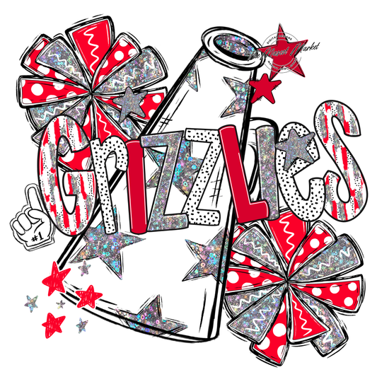 Grizzlies Cheer Megaphone Scrape-Red