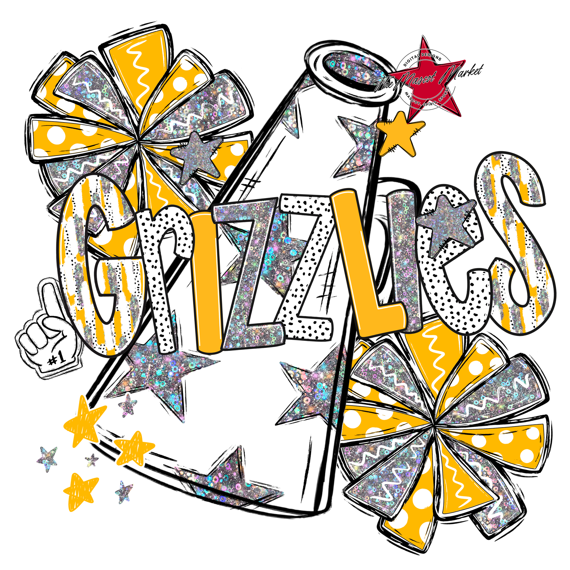 Grizzlies Cheer Megaphone Scrape-Yellow