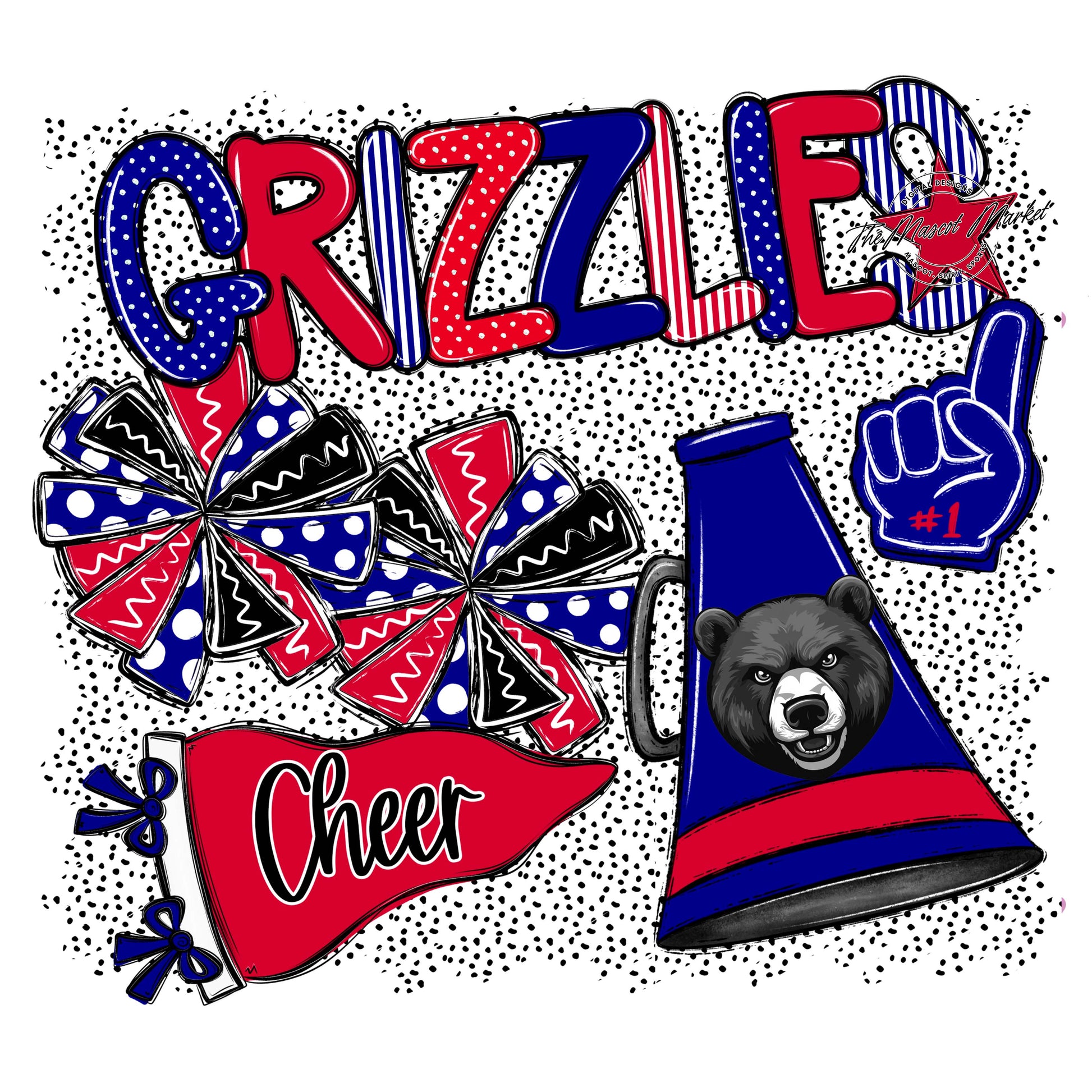 Grizzlies Cheer Spirit-Blue & Red