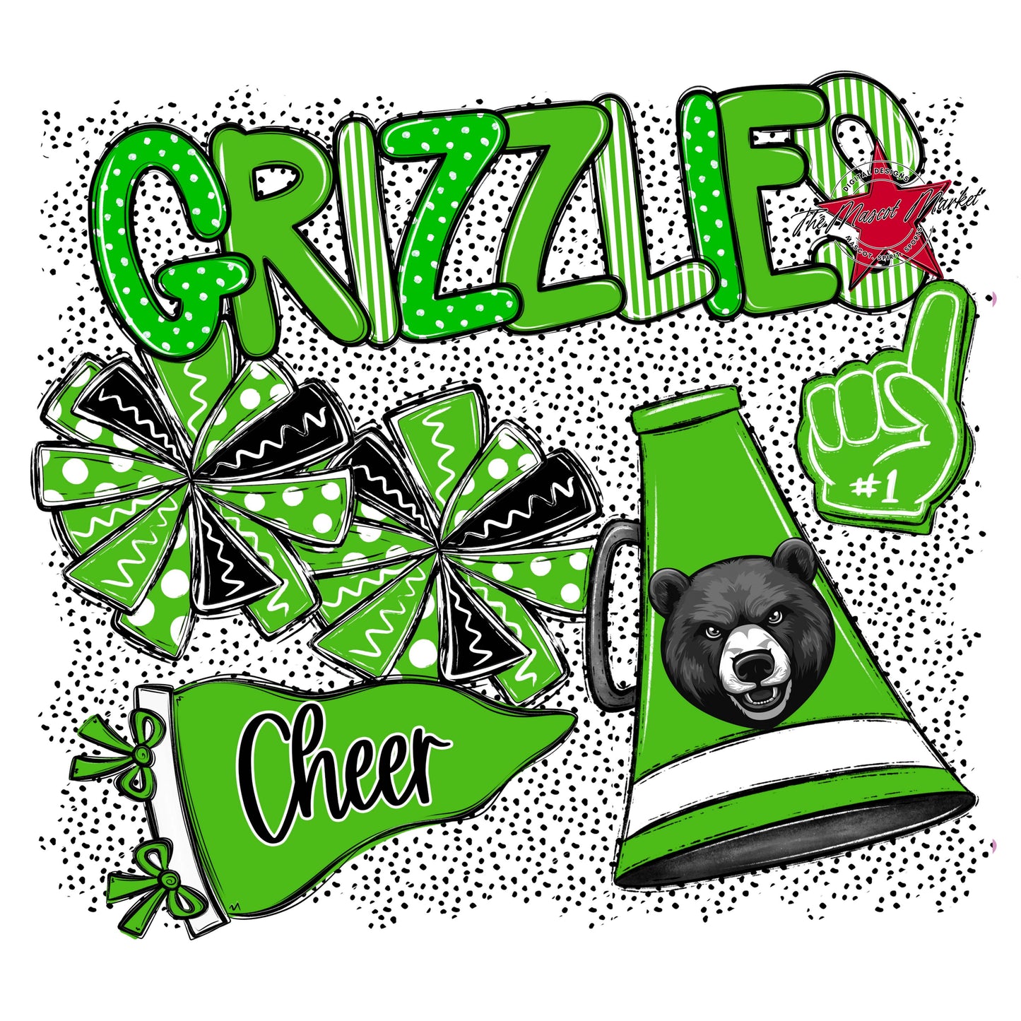Grizzlies Cheer Spirit-Bright Green