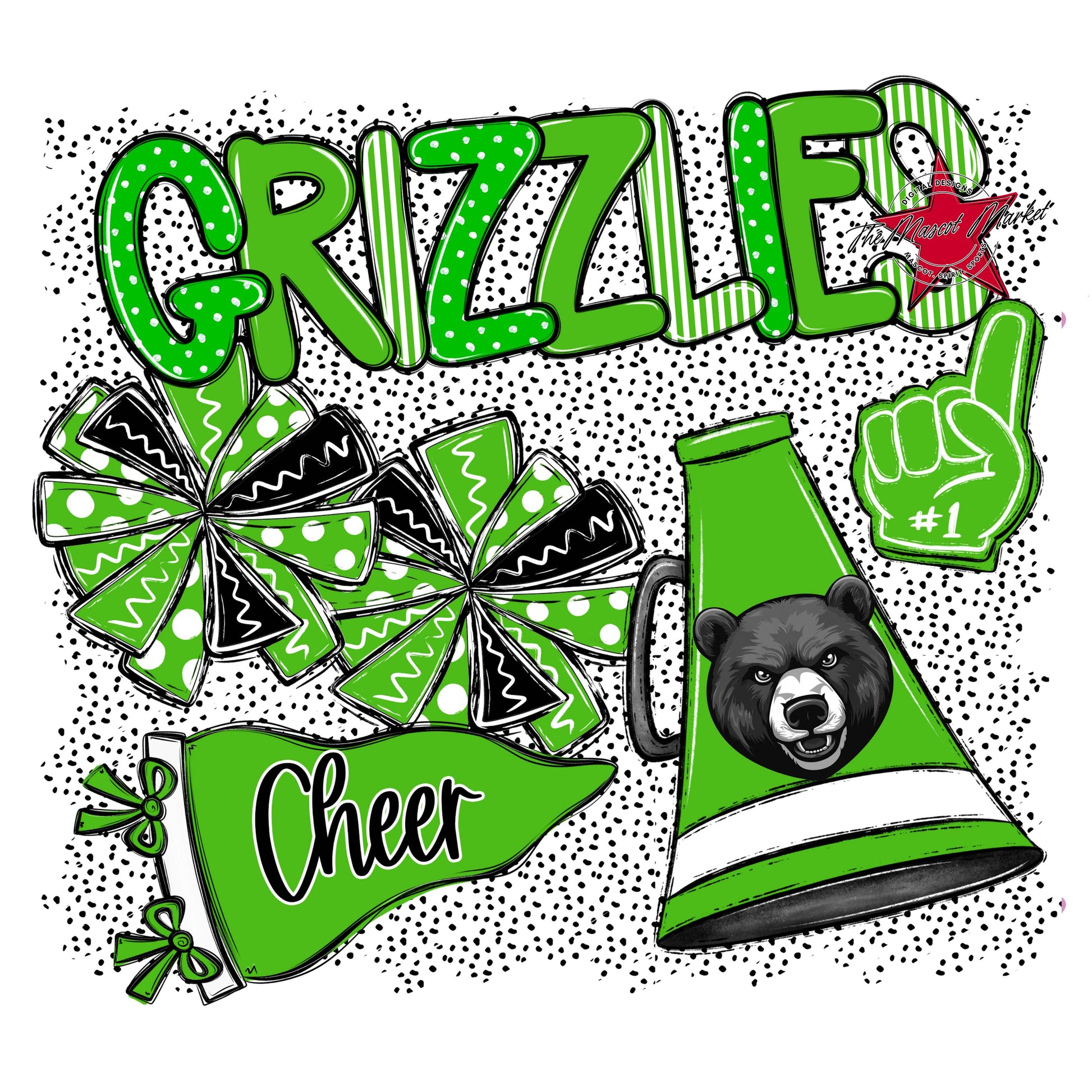 Grizzlies Cheer Spirit-Bright Green