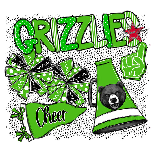 Grizzlies Cheer Spirit-Bright Green