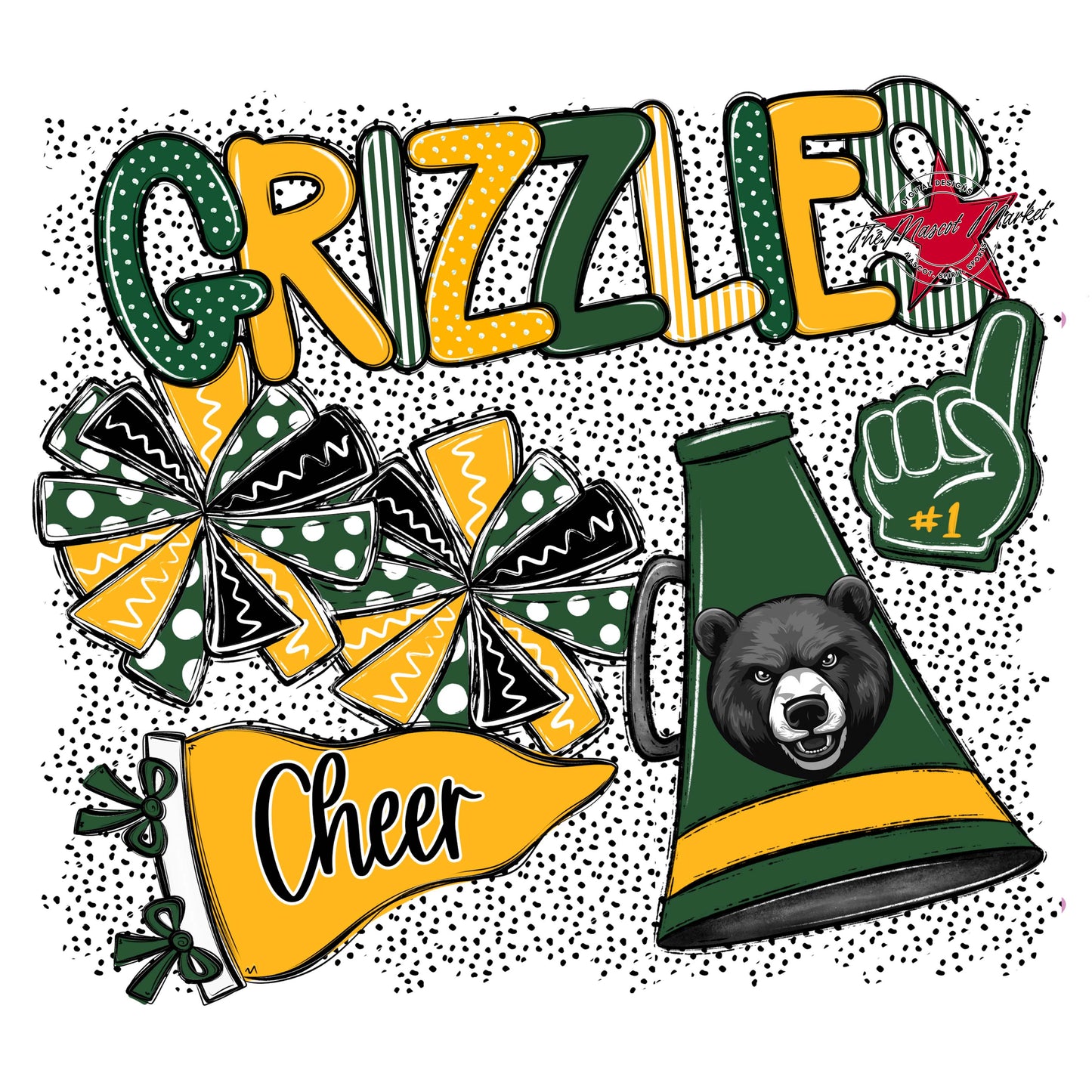 Grizzlies Cheer Spirit-Green & Yellow