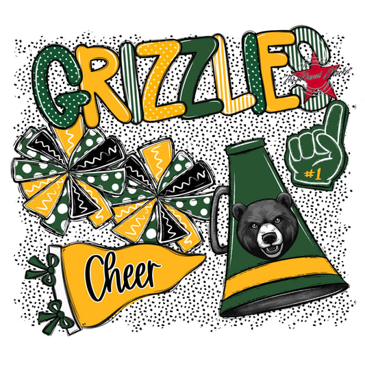 Grizzlies Cheer Spirit-Green & Yellow