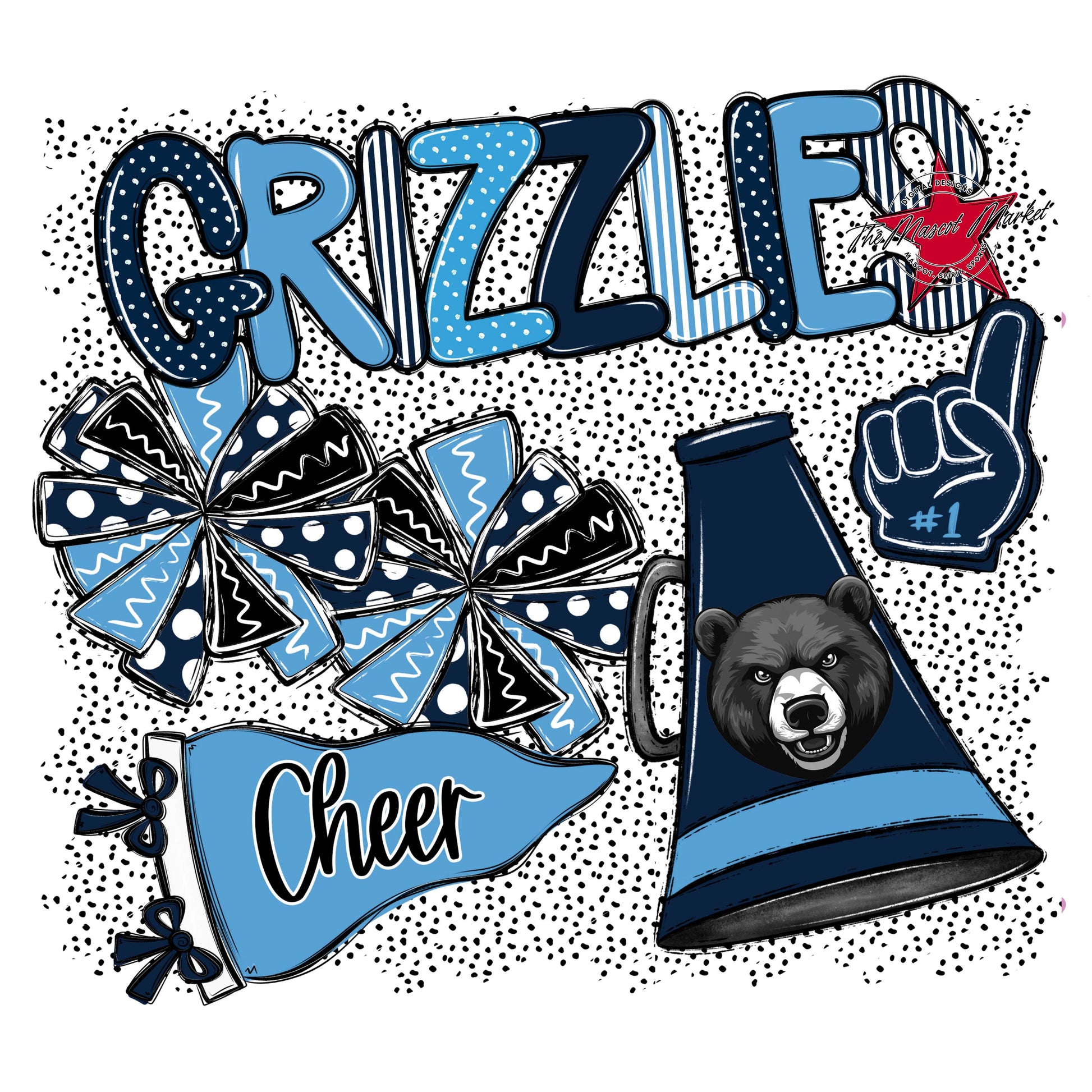 Grizzlies Cheer Spirit-Navy & Carolina Blue