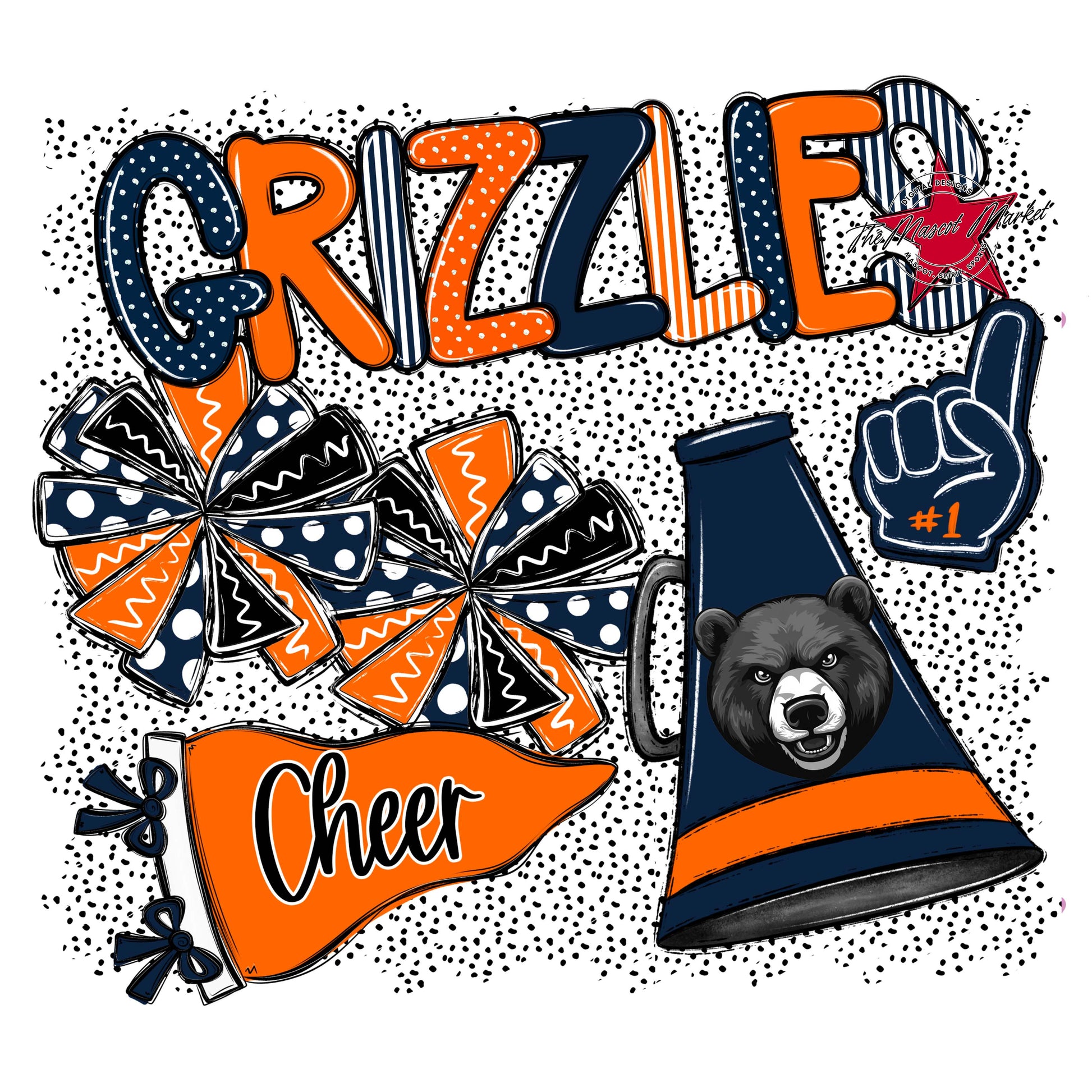 Grizzlies Cheer Spirit-Navy & Orange
