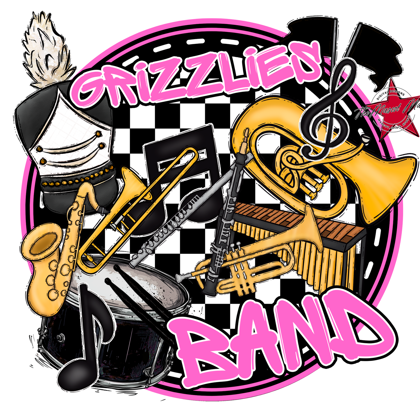 Grizzlies Circle Band Design-Baby Pink
