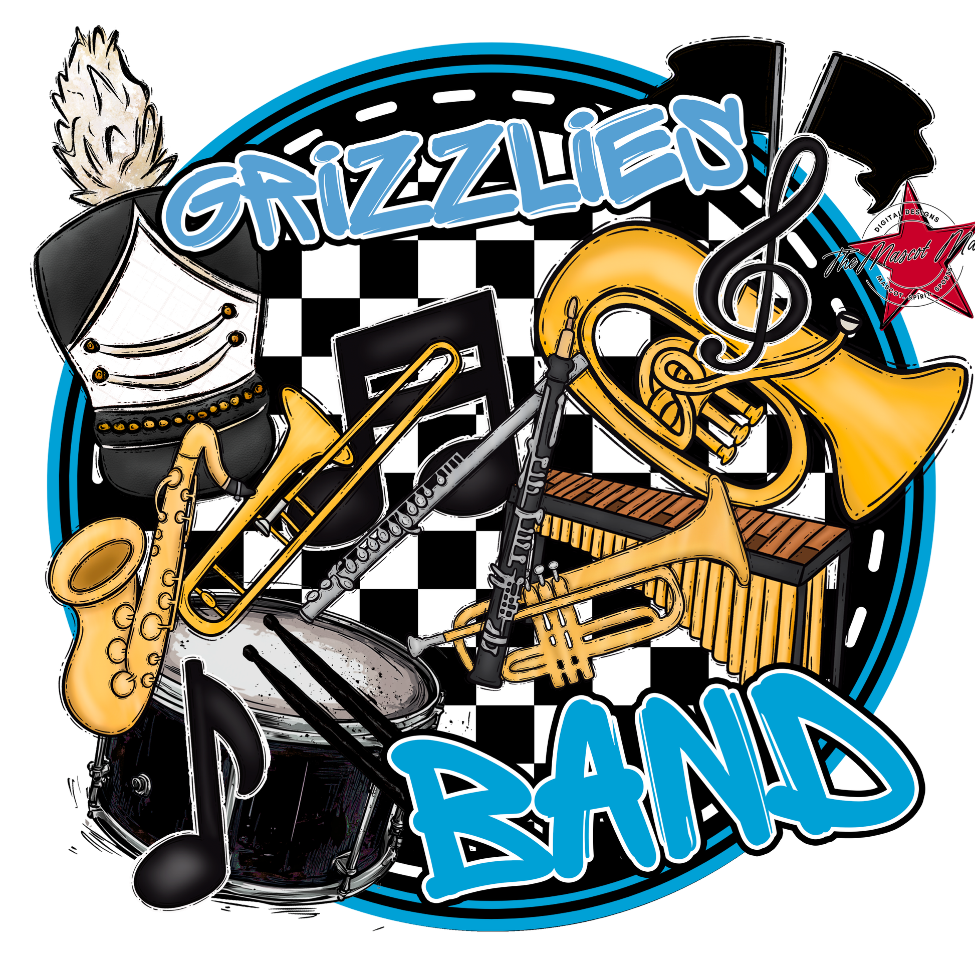 Grizzlies Circle Band Design-Carolina Blue