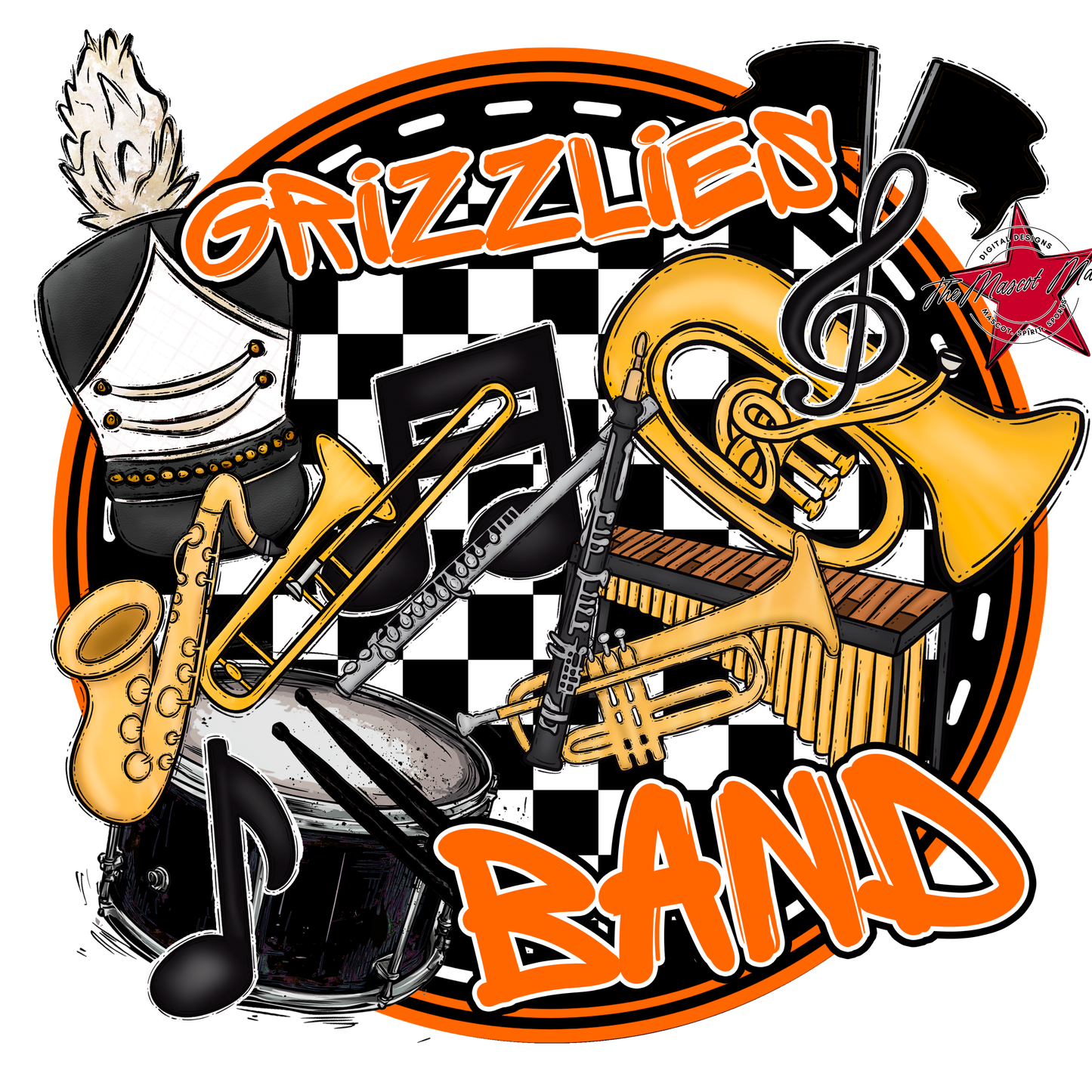 Grizzlies Circle Band Design-Orange