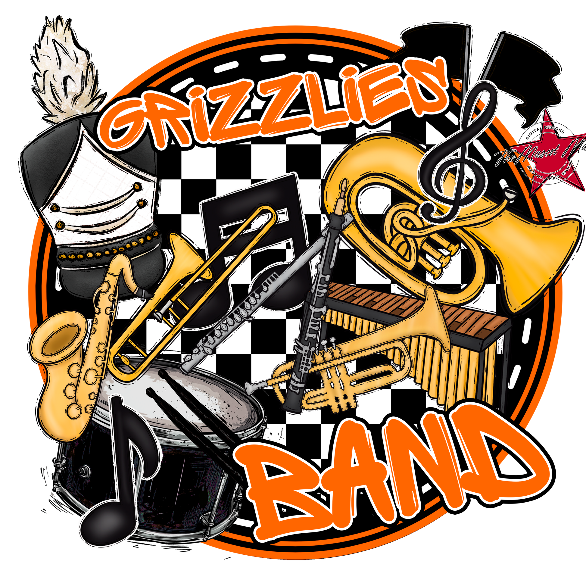 Grizzlies Circle Band Design-Orange