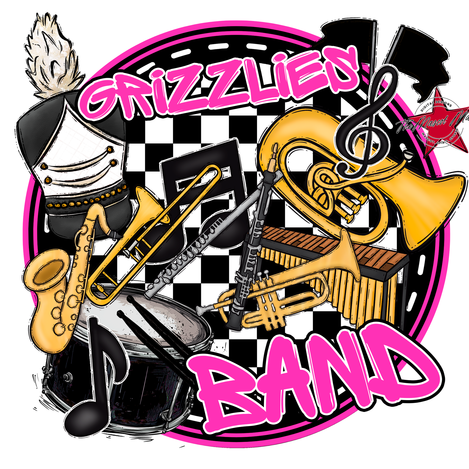 Grizzlies Circle Band Design-Pink