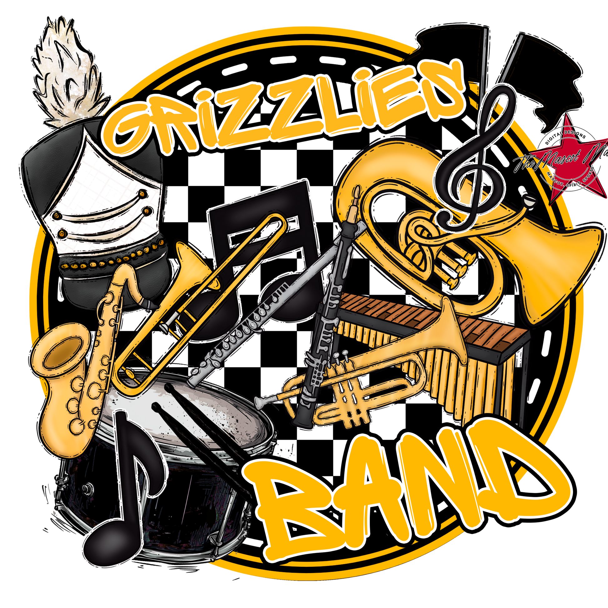 Grizzlies Circle Band Design-Yellow