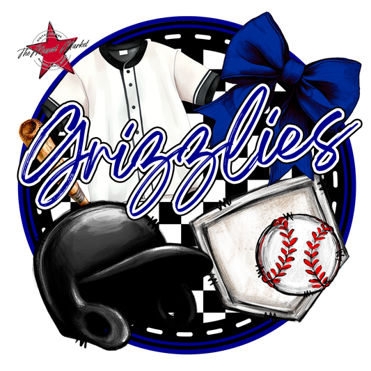 Grizzlies Circle Baseball Design-Blue