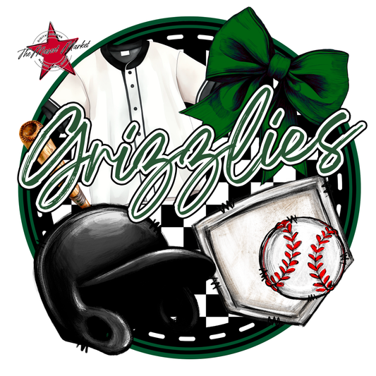 Grizzlies Circle Baseball Design-Green