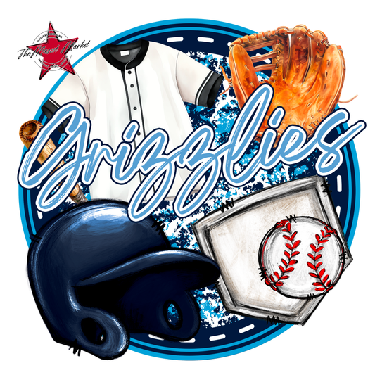 Grizzlies Circle Baseball Design-Navy-Carolina Blue