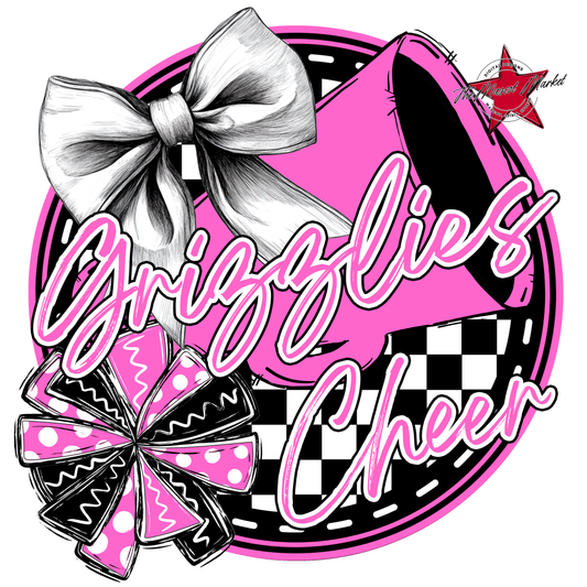 Grizzlies Circle Cheer Design-Baby Pink